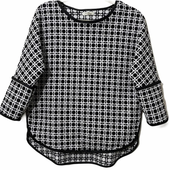 Max Studio Women’s 3/4 sleeve black white tunic M - Picture 1 of 10